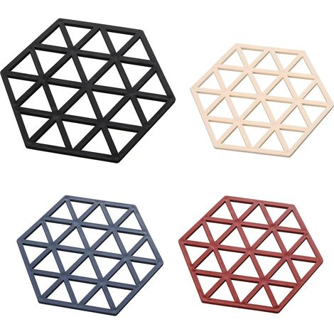 Juego de 4 salvamanteles de silicona resistente al calor, forma hexagonal, protectores de mesa, cocina (1/5)