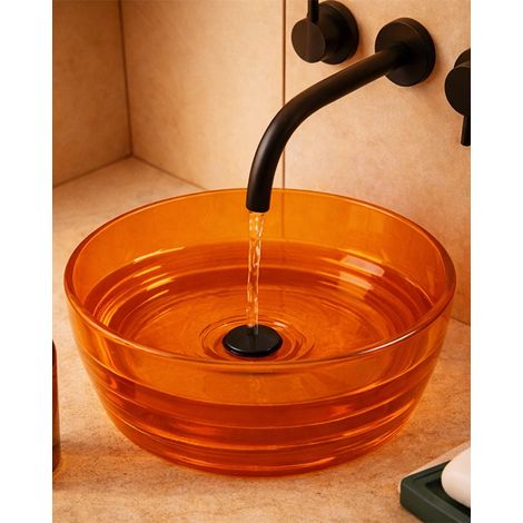 Lavabo 40 cm ciotola da appoggio Ischia in resina ambra (1/5)