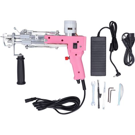 Pistolet à tapis électrique 2 en 1 DIY, réglable en vitesse, flexible, rose, 100-240V, fiche américaine (1/5)