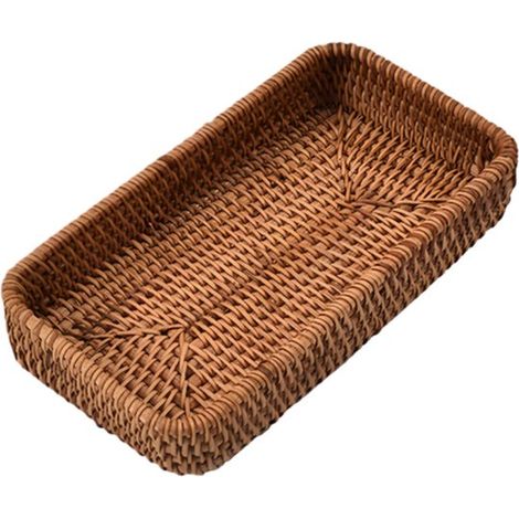 pièce - Corbeille à fruits - Rectangulaire - Rotin - Pour présenter les noix et les collations sur une table basse au salon, ou comme panier de rangement sur le bureau - 21113,7 cm - Marron (1/5)