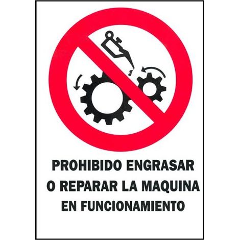Panneau interdisant de graisser une machine en fonctionnement - plastique 30x40 cm - haute visibilité - INTERDIT