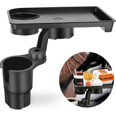 Porte-gobelet 3 en 1 pour voiture avec plateau extensible et base pivotante à 360° amovible (1/5)