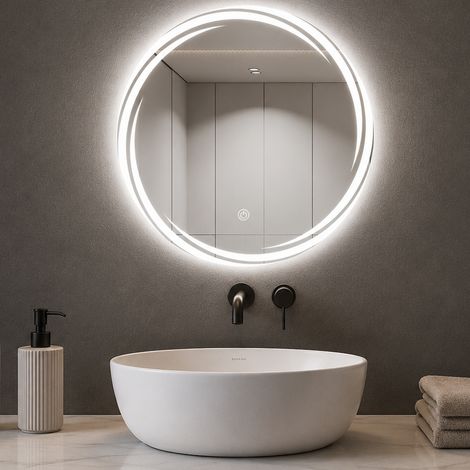 Specchio Tondo Spirale Diametro 60cm Led a 3 Colori Dimmerabile Accensione Touch (1/5)