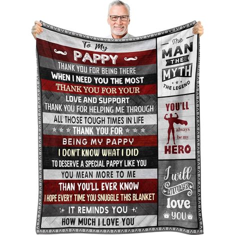 Couverture Jetable - 60 x 50 Pouces - Pour Grand-Père - Cadeau D'Anniversaire Ou De Noël - 1 Pièce (1/5)