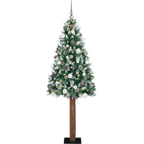 Schlanker Weihnachtsbaum mit 300 LEDs mit Ständer Grün 180 cm