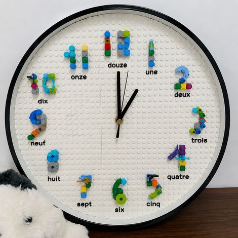 Horloge murale ronde cadre noir fond blanc 30 cm style briques à assembler réf 4729 1,3 kg – Livraison gratuite