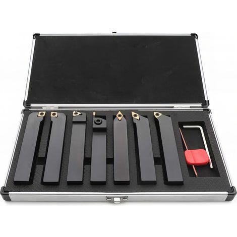 Coffret 7 outils de tournage métal 20 x 20 mm à plaquettes - HS-DM20 - Métalprofi