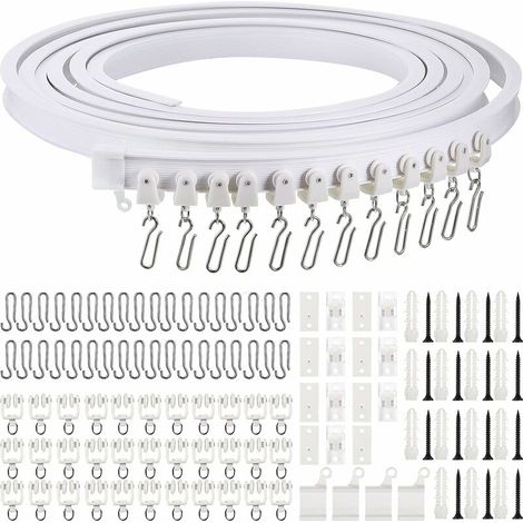 Foldable Ceiling Curtain Track Flexible Ceiling Curtain Bracket Curved Window Track Soft for Curtain Track with Metal Curtain Hooks Bed Curtains Room Dividers Curtain Rail