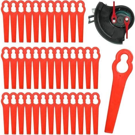 Plastic Replacement Blades - 100 Pieces - For Cordless Grass Trimmers - Easy Weeding - Red (1/4)