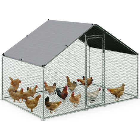 VOUNOT® Pollaio da Esterno 3x2x2 m in Metallo, Recinto per Galline 6 m² con Telaio Zincato per Polli, Anatre, Conigli e Piccoli Animali