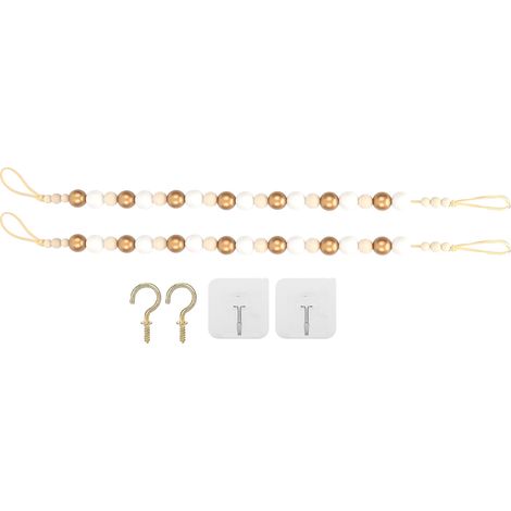 Tie-backs pour rideaux décoratifs avec perles en bois et crochets, idéal pour chambre d'enfant doré (1/5)
