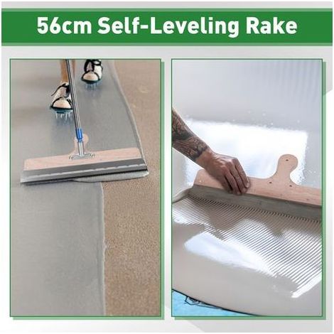 Set di attrezzi per cemento autolivellante, rullo livellante da 48 cm, piedino livellante con punte affilate, cazzuola autolivellante, asta telescopica (con rullo e cazzuola per pittura) (1/5)