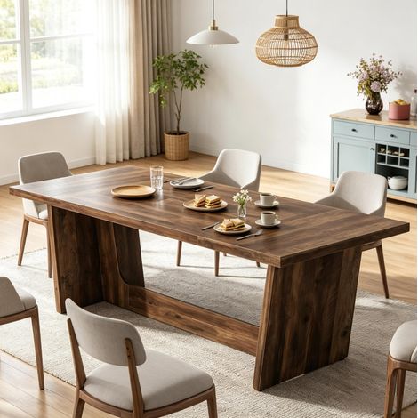 Mesa de comedor rectangular de madera marrón 180 x 79 x 76 cm OKWISH (1/5)