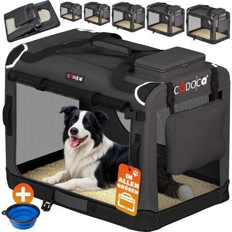 CADOCA Cage de transport pour animaux chien chat rongeur Respirant Pliable Sac de transport Matelas douillet Sac Panier XL - Anthracite