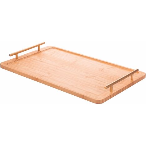Plateau rectangulaire en Bambou,4030 cm, poignées Or, Natural (1/3)