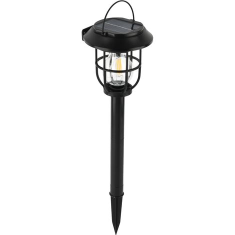 Lampe Solaire Extérieure à Détection de Mouvement - Lampe de Jardin avec Piquet - LED Filament Tungstène - 3 Modes d’Éclairage - 13,2 cm - Batterie Lithium Intégrée