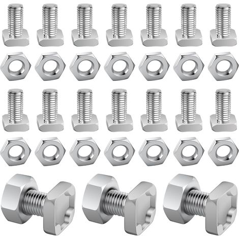 100-Pack Greenhouse Bolts and Nuts, Aluminum Square Head Bolts and Nuts, Repair Kit Parts for Greenhouse and Garden Fixing (1/5)