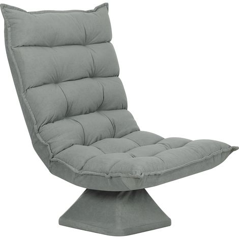 Poltrona Relax Girevole 360° con Schienale Regolabile in 5 Posizioni in Tessuto Effetto Velluto Grigio Chiaro (1/5)