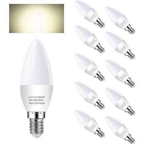 Ampoule E14 LED C37 5.5W, Blanc Chaud 2700K, équivalent Ampoule Incandescente 60W, 600lm Ampoule , Angle du faisceau 270°, CRI>80, Non Dimmable, Lot de 12 (1/5)