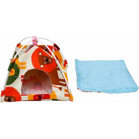 Nid de tente à oiseaux compact à suspendre avec tapis double face, accessoire pour perroquets, perruches, tourtereaux, pinsons, perroquets, M 21 x 21 x 21 cm, lion (1/5)