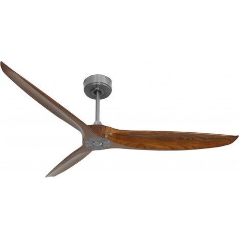 Bolt, Ventilateur déstratificateur d'air, moteur chrome pales bois sombre166 Cm, 100 % efficace été/hivers, sans lampe
