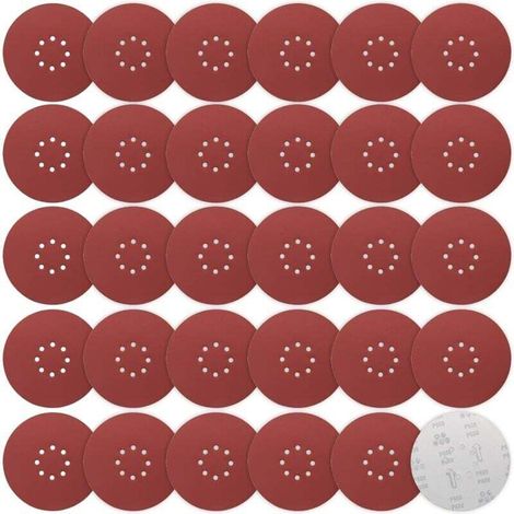Disque Poncage 225 mm, 30 Pièces Disque Abrasif 225mm 8 trous Grain P600 Disques de ponçage 225mm Papier Abrasif Disques abrasifs auto-agrippants pour ponceuses à long cou, Ponceuses à plâtre - Crezuo (1/4)