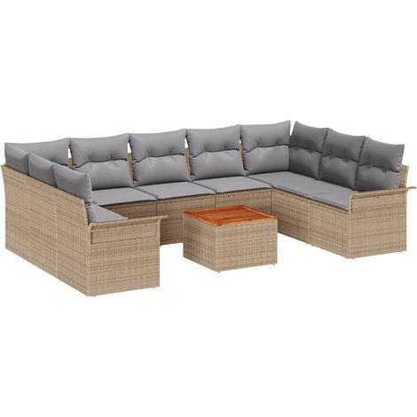 Maison Exclusive - Gartensofa-set 10 pcs Beige und Hellgrau Poly-