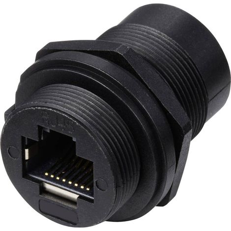 TRU COMPONENTS TC-E13T-FR6-PRB Presa RJ45 su presa per montaggio frontale IP67 (con filettatura) TC-13543652 Numero di