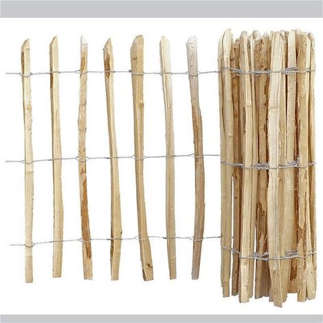 [NEUWERTIG] B-Ware Staketenzaun Berg-Haselnuss Natur 0,9x5m Handgespalten Gartenzaun Zaun 3-5cm (1/2)