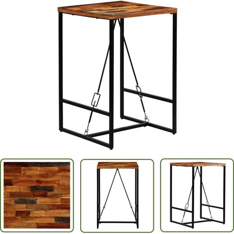 The Living Store Bartisch Altholz Massiv 70x70x106 cm - Industrieller Stil - Esstisch - Bartisch - Altholztisch - Vintage Tisch (1/5)
