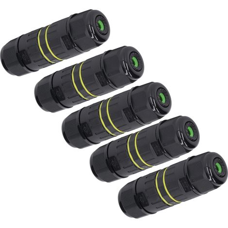 Connecteur d'extérieur IP68 3 pins, 5 pièces, pour diamètre 9‑12mm (1/5)