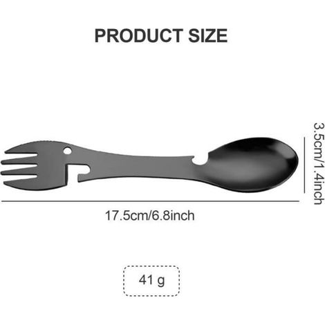 Cuillère Fourchette - Acier Inoxydable - 17,5 cm - Pour Camping Et Voyages - 2 Pièces (1/4)