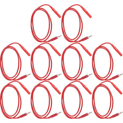 Jeu de 10 Fils de Test avec Fiche Banane 4mm Rouge, Laiton, pour Multimètre, Pièces Auto, Câble Électrique (1/5)