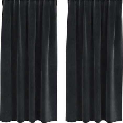 Rideaux occultants 2 pcs Noir 140 x 175 cm Velours