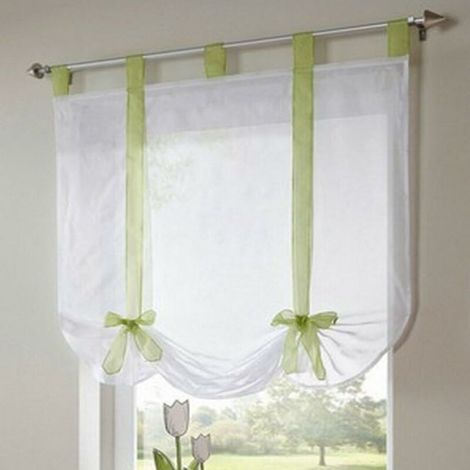 1 pièce Romain Rideau Adorable Nœud Assis Chambre Style en Voile brodé fenêtre - Vert - 120cmx140cm-