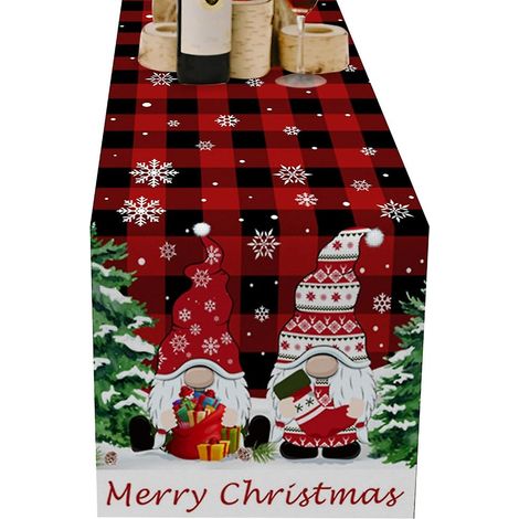 Chemin de table de Noël imprimé sur une seule face avec le Père Noël - Décoration de bureau