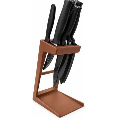 Portacoltelli da cucina marrone, organizer per 9 coltelli da piano di lavoro