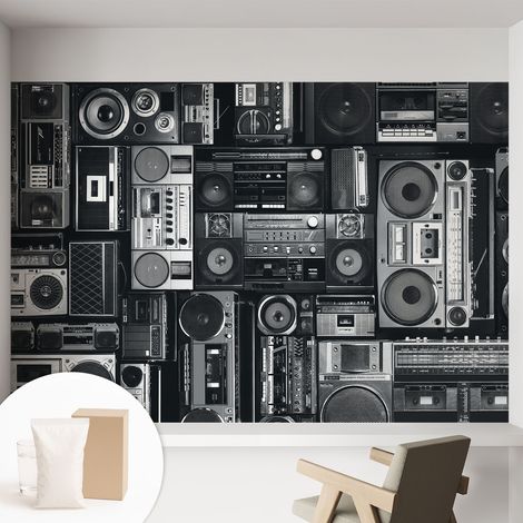 Papier peint intissé avec imprimé installation simple qualité excellente sans désordre - Colle incluse gratuite Radio rétro 152x104 cm (1/5)