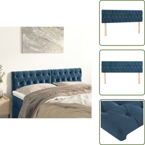 The Living Store Cabeceros terciopelo azul oscuro 144x7x78/88 cm - Cabecero de cama terciopelo