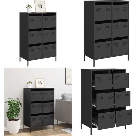 vidaXL Buffet haut noir 68x39x101,5 cm acier (1/5)