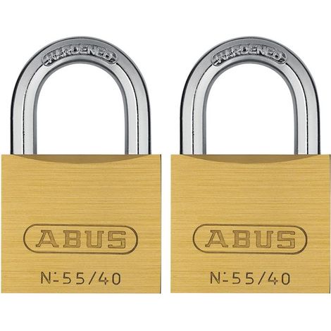 Abus Twin Pack of 55/40mm Brass Padlocks with High Security and Durable Mechanical Construction (1/4)