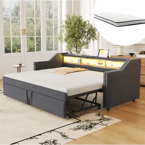 lit adulte couchage extensible rangement 90 180 x 190 OKMYHOME (1/5)