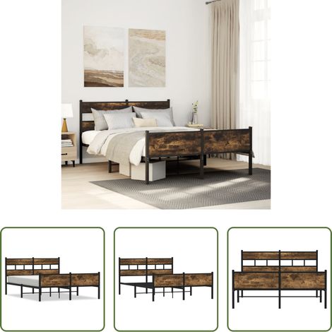 Cadre de lit - Cadre de lit sans matelas chêne fumé 140x190 cm bois ingénierie (1/5)