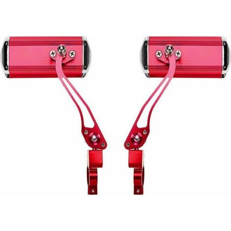 2 rétroviseurs pour guidon, en aluminium rouge, fixation par vis 10mm, accessoire de sécurité pour VTT et moto (1/5)
