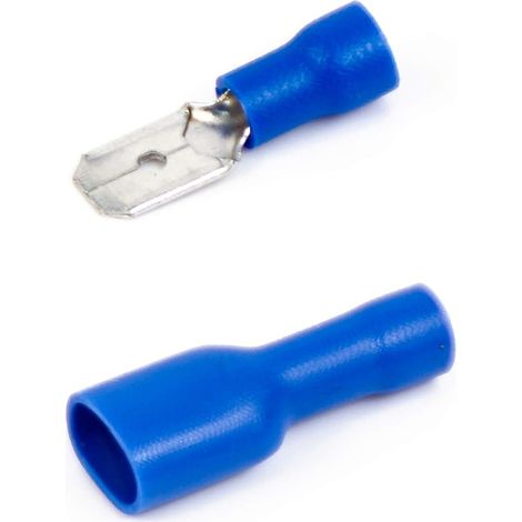 110x Cosse Electrique Plate 6.3 mm,55x Male et 55x Femelles, Isolé, Raccord Rapide,AWG 16-14(Pour fils jusqu'à 1.1mm to 2.6mm²),CE,RoHS Certification Bleu (1/4)