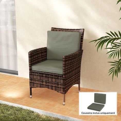 Set di 2 cuscini per sedia Outsunny, cuscini di seduta rimovibili, elevato comfort, trapuntati, imbottitura in schiuma, tessuto in poliestere grigio scuro
