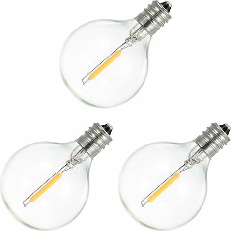 VURAHOME - 3er-Pack DC3V 0,1W E12 G40 Warmweiße Ersatzbirnen (nur für Solar G40 Lichterkette LT084) (1/5)