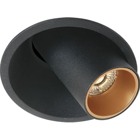 Spot LED Encastrable Orientable D85 9W CCT IRC90 Noir Sablé et Or Avec Transfo ZAMBELIS 25361 - 24 deg - Blanc chaud - 2700K