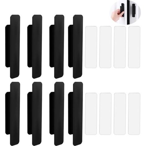 piezas,Tiradores autoadhesivos para armarios,Tiradores autoadhesivos de plástico para puertas de cajones,No requiere taladrar,Negro (1/5)