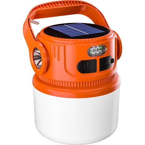 (Orange) Lampe de nuit extérieure portable, rechargeable à l'énergie solaire et étanche avec LED (1/5)